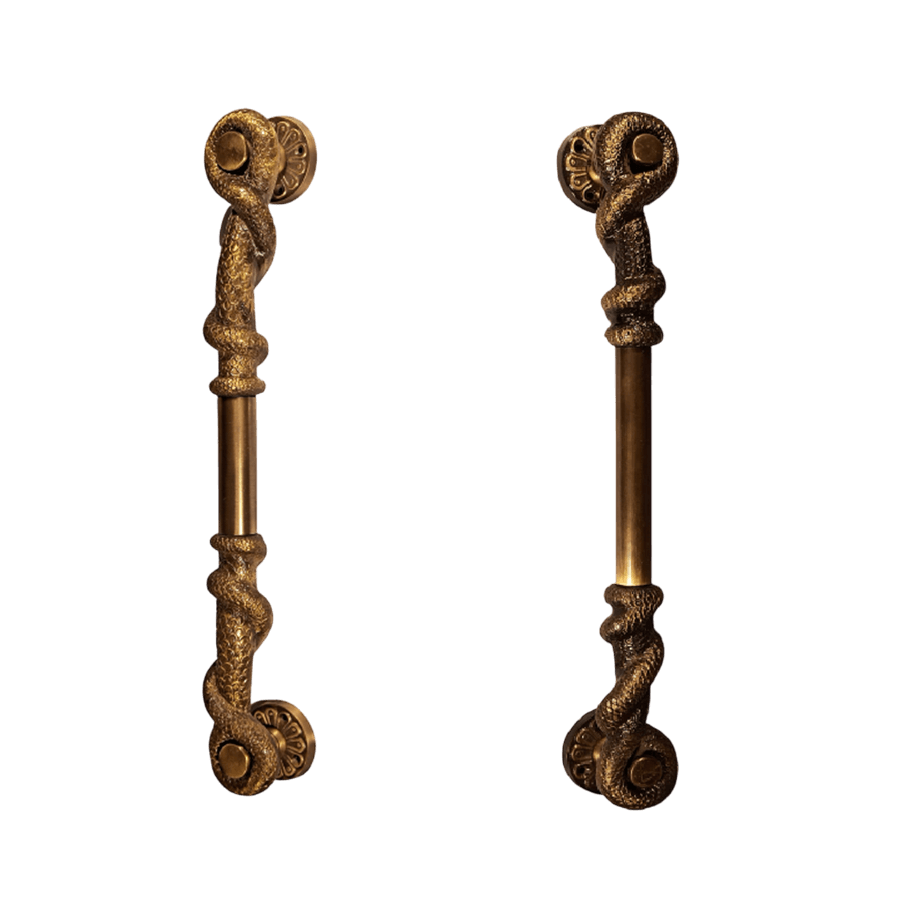 FANCY BRASS DOOR HANDLE (ANTIQUE)